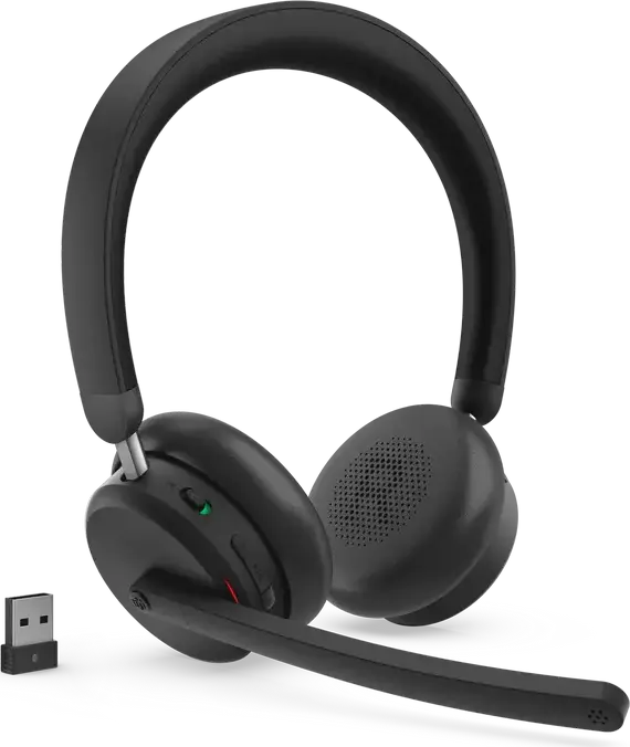 Casca Wireless Lenovo 6550 Dual-Mode ANC, Bluetooth 5.3, Anulare Activă a Zgomotului, Microfon Boom cu AI ENC, Baterie 60h, Certificare Microsoft Teams, Negru