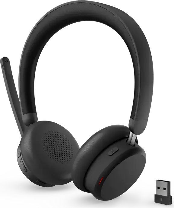 Casca Wireless Lenovo 6550 Dual-Mode ANC, Bluetooth 5.3, Anulare Activă a Zgomotului, Microfon Boom cu AI ENC, Baterie 60h, Certificare Microsoft Teams, Negru