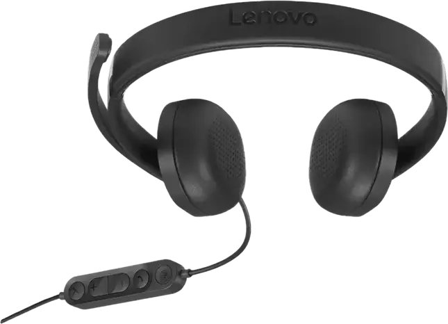 Casca Lenovo 5000 Wired VoIP 4XD1R88995, USB-C cu Adaptor USB-A, Reducere Zgomot AI, Certificare Microsoft Teams, Supra-aurala, Negru
