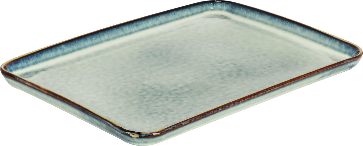 PULSIVA LUSINI Raja Rectangular Dinner Plate, 37.5 x 27.5 cm, Blue Reactive Glaze Colored Stoneware, Dishwasher and Microwave Safe, Without Flag