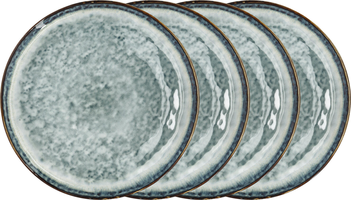 PULSIVA LUSINI Raja Round Dinner Plate, 27 cm, 4 pcs, Blue Reactive Glaze Colored Stoneware, Dishwasher and Microwave Safe, Without Flag