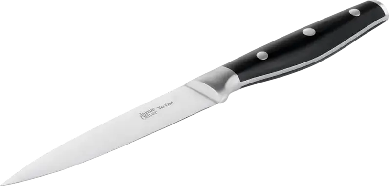 Tefal Jamie Oliver K2670944 Utility Knife, 12 cm Stainless Steel Blade, Black Plastic Handle, German Steel, Universal Kitchen Knife