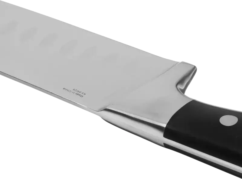 Tefal Jamie Oliver Home Cook K2671844 Santoku Knife, 18 cm German Stainless Steel Blade with Granton Edge, Black Plastic Handle