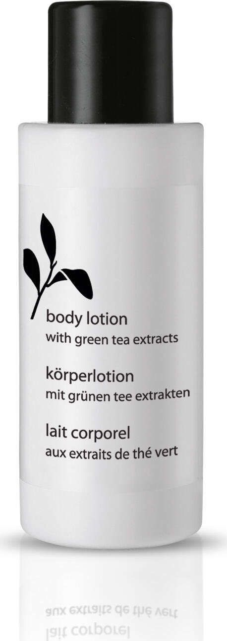 V-Touch LUSINI Solutions GmbH Hotel body lotion Green Tea neo Hotel Bodylotion Green Tea neo Hotel body lotion Green Tea neo; 45 ml; white; 216 piece / pack Hotel Bodylotion Green Tea neo; 45 ml; weiß; 216 Stück / Pack Fresh, soothing body lotion Green Tea for optimal care. The delicate fragrance of the cream provides a long-lasting feeling of freshness. The body lotion is made with green tea extracts, which have a soothing and relaxing effect. Ideal for moisturizing the skin after bathing or showering. It absorbs quickly, so your guests' skin immediately feels soft and smooth. With exquisite fragrances of lemon, bergamot, basil, mint, lily of the valley, pine, musk and sandalwood. Dermatologically tested and pH-neutral. Supplied in transparent 45 ml bottles with screw cap closure. This body lotion complements the hotel cosmetics series Green Tea; order the matching bath/shower gel Green Tea at the same time. Frische, beruhigende Körperlotion Green Tea mit hohem Pflegeeffekt. Die zarte Duftkomposition der Creme verleiht ein langanhaltendes Frischegefühl. Die Bodylotion ist mit Grüntee-Extrakten hergestellt, die eine wohltuende und entspannende Wirkung haben. Ideal geeignet um die Haut nach dem Baden oder Duschen mit Feuchtigkeit zu versorgen. Sie zieht schnell ein, sodass sich die Haut Ihrer Gäste schnellstmöglich weich und glatt anfühlt. Mit erlesenen Duftkomposition von Zitronen, Bergamotte, Basilikum, Minze, Maiglöckchen, Waldkiefer, Moschus und Sandelholz. Dermatologisch getestet und pH-neutral. Fläschchen ist aus 100 % recyceltem Material mit Schraubverschluss. Die Bodylotion ergänzt die Hotelkosmetikserie Green Tea, passendes Bade-/Duschgel Green Tea gleich mitbestellen.