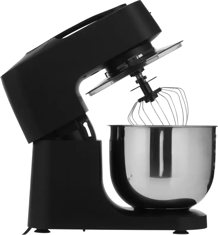 Robot de bucatarie Polaris PKM 1435 6-in-1, Mixer Planetar 1600W, Bol Inox 5L, Timer LCD, Angrenaje Otel ProGear, Carne si Blender, Negru