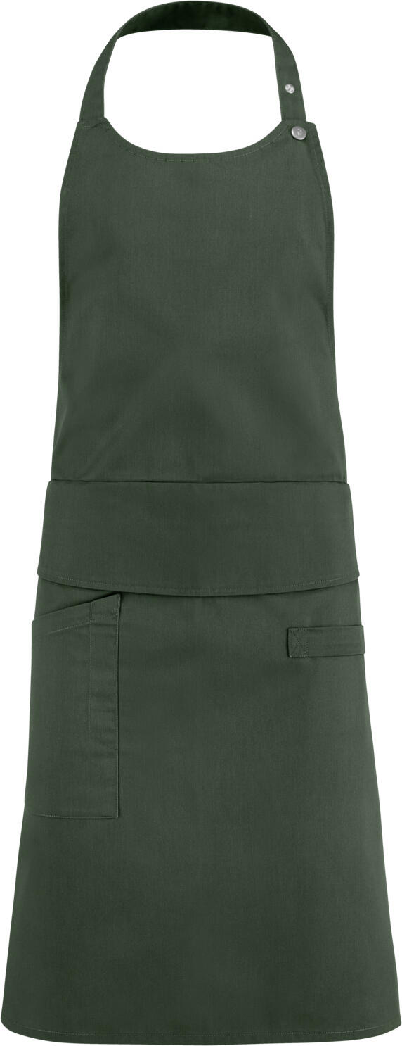 Jobeline Belt Bib Apron, Olive, 88x80 cm, 65% Polyester 35% Cotton, Adjustable Neck Strap, Flexible Belt System, Side Patch Pocket with Pen Holder