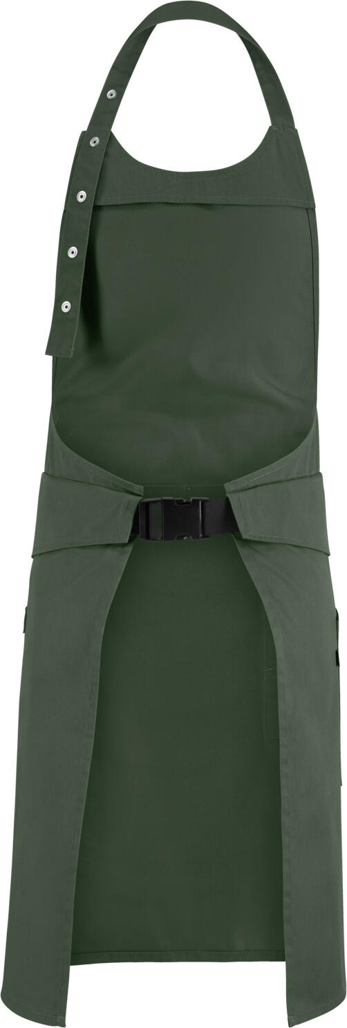 Jobeline Belt Bib Apron, Olive, 88x80 cm, 65% Polyester 35% Cotton, Adjustable Neck Strap, Flexible Belt System, Side Patch Pocket with Pen Holder