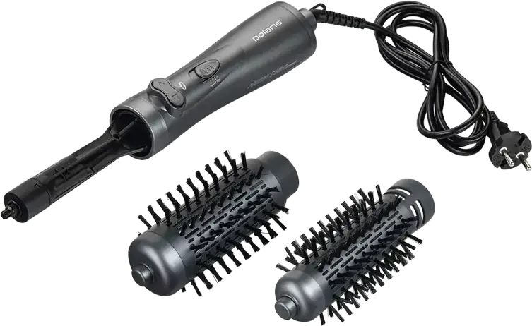 Polaris PHS1020RK Hot Air Styler Hair Dryer Brush 1000W DuoCeramic Coating Rotating Brush 3 Airflow Modes Cold Air Supply 2 Attachments 35mm 50mm