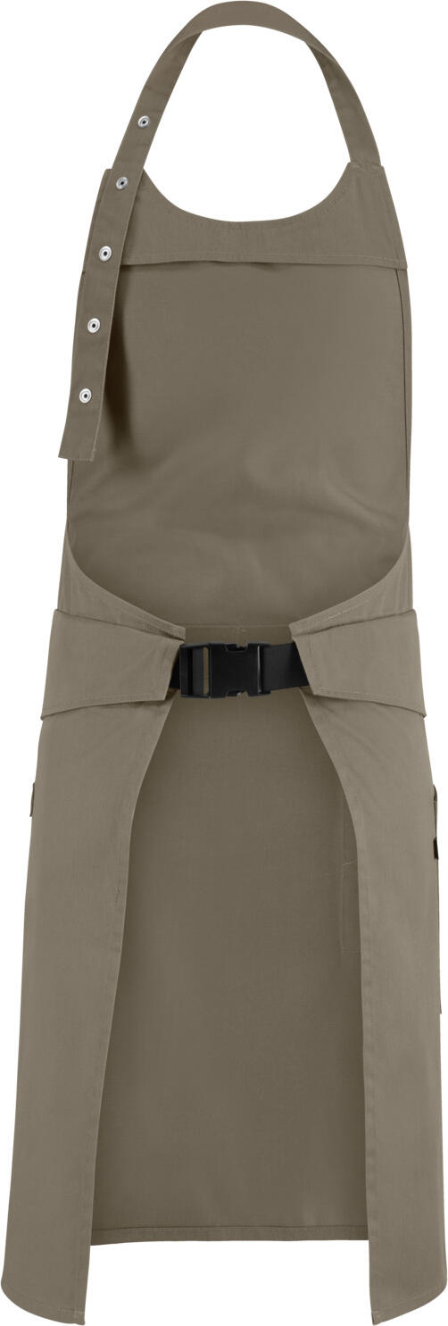 Jobeline Belt Bib Apron, Taupe, 88x80 cm, 65% Polyester 35% Cotton, Adjustable Neck Strap, Flexible Belt System, Side Patch Pocket with Pen Holder