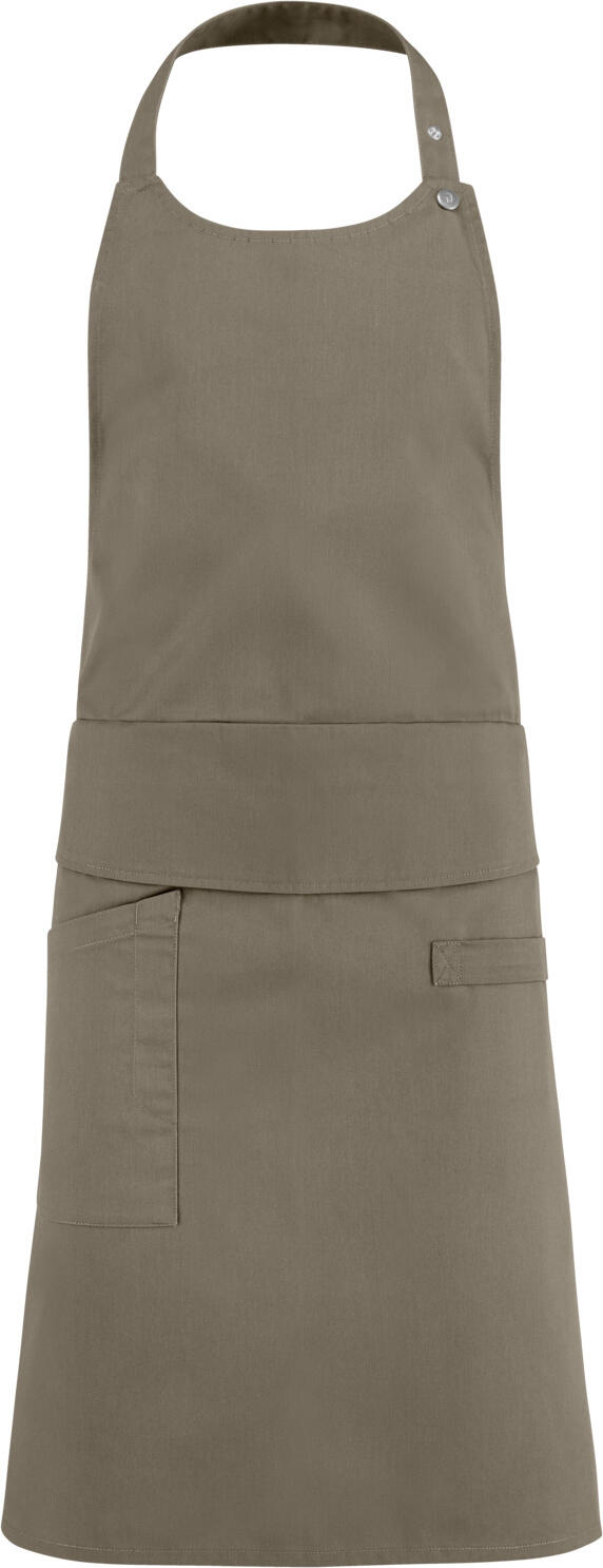 Jobeline Belt Bib Apron, Taupe, 88x80 cm, 65% Polyester 35% Cotton, Adjustable Neck Strap, Flexible Belt System, Side Patch Pocket with Pen Holder