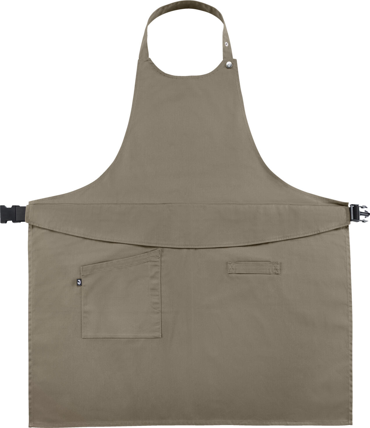Jobeline Belt Bib Apron, Taupe, 88x80 cm, 65% Polyester 35% Cotton, Adjustable Neck Strap, Flexible Belt System, Side Patch Pocket with Pen Holder