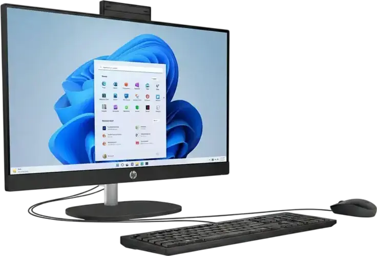 PC All-in-One HP OmniStudio 24-cu0102ci, 23.8" FHD IPS, Intel Core 3 100U, 12GB DDR5, 512GB SSD, NVIDIA GeForce RTX 4050, Cameră 1080p, FreeDOS, Negru