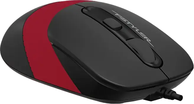 A4Tech FM10 F-Styler Wired Optical Mouse, Black and Red, Adjustable 800-1600 DPI, 4 Buttons, Ergonomic Symmetric Design, USB Interface, 150 cm Cable