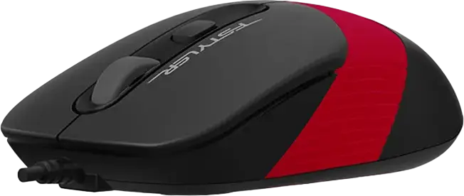 A4Tech FM10 F-Styler Wired Optical Mouse, Black and Red, Adjustable 800-1600 DPI, 4 Buttons, Ergonomic Symmetric Design, USB Interface, 150 cm Cable