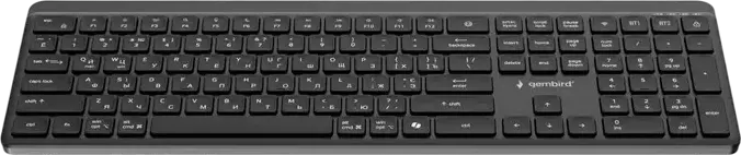 Gembird Slim Pro Business KB-WPS-03-CYRL Dual-Mode Wireless Keyboard, Bluetooth 5.0 & 2.4GHz, Low-Profile Chocolate Keys, Rechargeable USB-C, Black