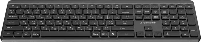 Gembird Slim Pro Business KB-WPS-03-CYRL Dual-Mode Wireless Keyboard, Bluetooth 5.0 & 2.4GHz, Low-Profile Chocolate Keys, Rechargeable USB-C, Black