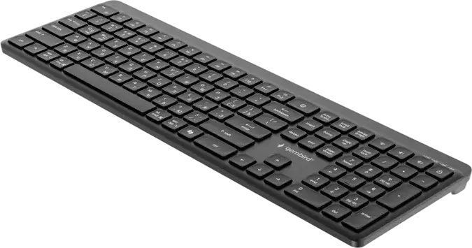 Gembird Slim Pro Business KB-WPS-03-CYRL Dual-Mode Wireless Keyboard, Bluetooth 5.0 & 2.4GHz, Low-Profile Chocolate Keys, Rechargeable USB-C, Black