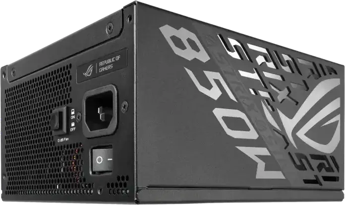 Блок питания ASUS ROG Strix 850W Platinum, ATX 3.1, 80 PLUS Platinum, Полностью модульный, PCIe 5.1 12V-2x6, GaN MOSFET, вентилятор 0дБ, черный