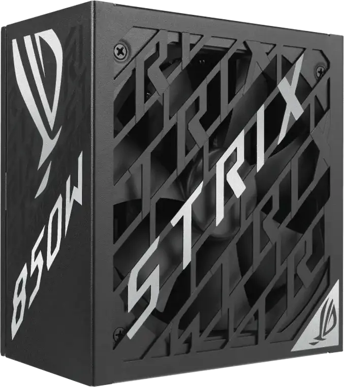 Блок питания ASUS ROG Strix 850W Platinum, ATX 3.1, 80 PLUS Platinum, Полностью модульный, PCIe 5.1 12V-2x6, GaN MOSFET, вентилятор 0дБ, черный