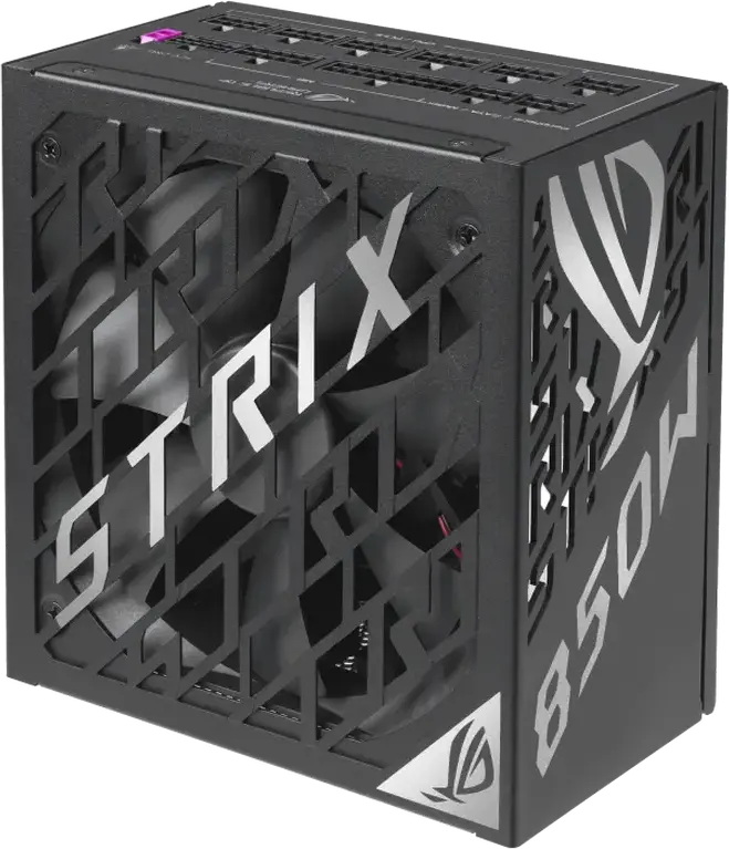 Блок питания ASUS ROG Strix 850W Platinum, ATX 3.1, 80 PLUS Platinum, Полностью модульный, PCIe 5.1 12V-2x6, GaN MOSFET, вентилятор 0дБ, черный