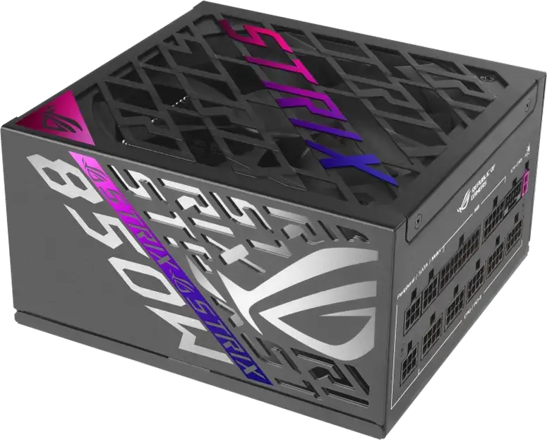 Блок питания ASUS ROG Strix 850W Platinum, ATX 3.1, 80 PLUS Platinum, Полностью модульный, PCIe 5.1 12V-2x6, GaN MOSFET, вентилятор 0дБ, черный