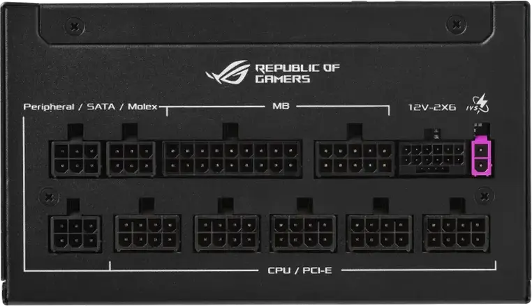 Блок питания ASUS ROG Strix 850W Platinum, ATX 3.1, 80 PLUS Platinum, Полностью модульный, PCIe 5.1 12V-2x6, GaN MOSFET, вентилятор 0дБ, черный