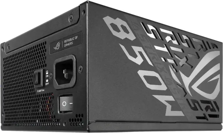Блок питания ASUS ROG Strix 850W Platinum, ATX 3.1, 80 PLUS Platinum, Полностью модульный, PCIe 5.1 12V-2x6, GaN MOSFET, вентилятор 0дБ, черный