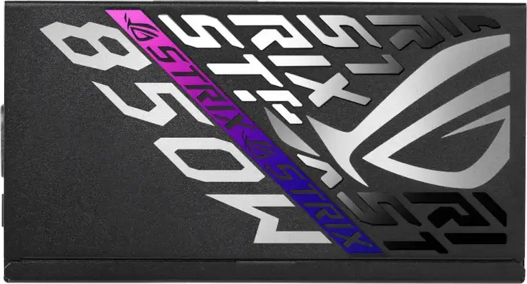 Блок питания ASUS ROG Strix 850W Platinum, ATX 3.1, 80 PLUS Platinum, Полностью модульный, PCIe 5.1 12V-2x6, GaN MOSFET, вентилятор 0дБ, черный
