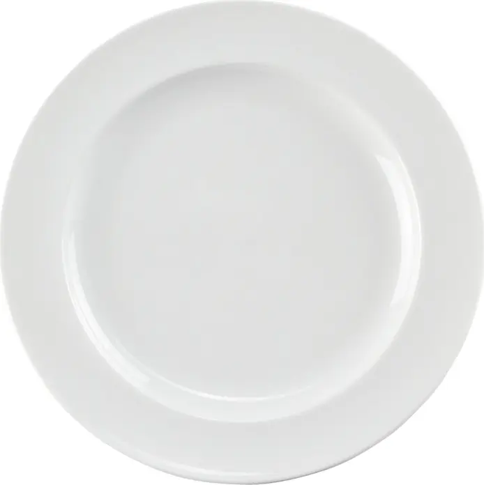 PULSIVA Rondon flat Porcelain Plate, 27 cm, White Round Dish with Reinforced Rim, Dishwasher and Microwave Safe, Stackable