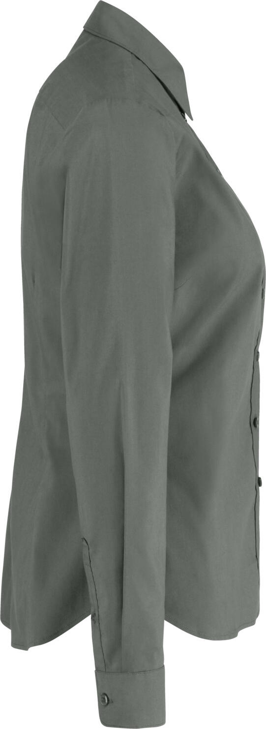 Jobeline Porter Women's Long-Sleeved Blouse, Dark-Grey, Cotton-Polyester Blend, Regular Fit with Shirt Collar and Rounded Hem
