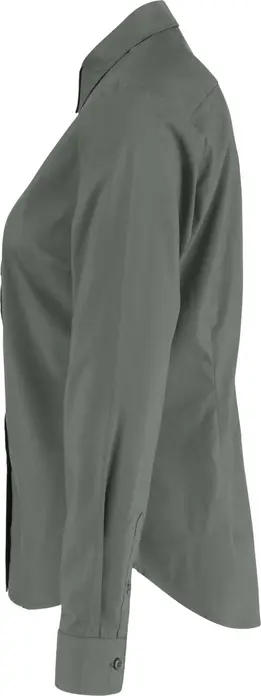 Jobeline Porter Women's Long-Sleeved Blouse, Dark-Grey, Cotton-Polyester Blend, Regular Fit with Shirt Collar and Rounded Hem