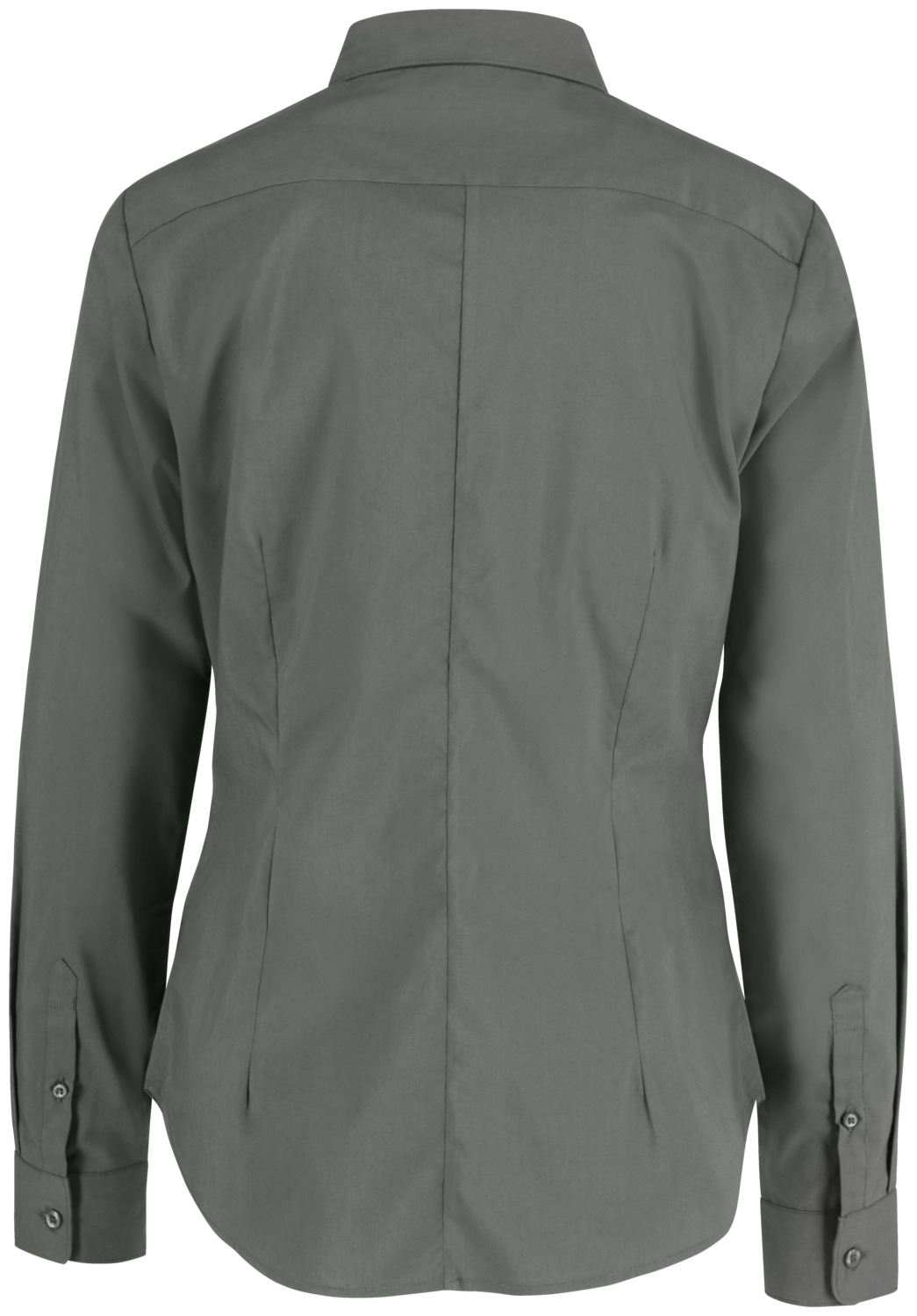 Jobeline Porter Women's Long-Sleeved Blouse, Dark-Grey, Cotton-Polyester Blend, Regular Fit with Shirt Collar and Rounded Hem