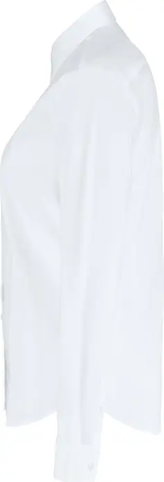 Jobeline Porter Women's Long-Sleeved Blouse, White, Cotton-Polyester Blend, Regular Fit with Shirt Collar and Rounded Hem