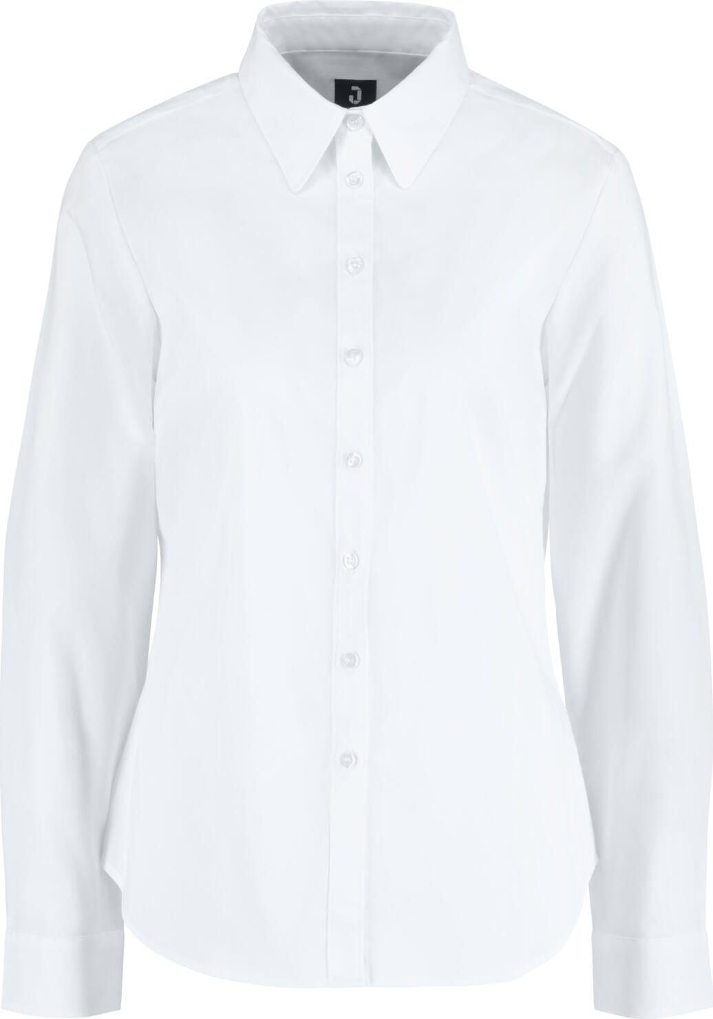JOBELINE LUSINI Solutions GmbH Women's blouse Porter long sleeve Damen Bluse Porter Langarm Women's blouse Porter long sleeve; Size 50; white Damen Bluse Porter Langarm; Kleidergröße 50; weiß 67 % cotton, 33 % polyester. 30°C wash. Classic, long-sleeved ladies' blouse with visible button placket, shirt collar and sleeve cuffs. With short bust darts and waist seams at the back for a perfect fit. Extra-long back and rounded hem. Particularly easy-care and easy-iron thanks to the polyester content. Regular fit. Back length: 68 cm for size 36. 67 % Baumwolle, 33 % Polyester. 30°-Wäsche. Klassische, langärmlige Damenbluse mit sichtbarer Knopfleiste, Hemdblusenkragen und Ärmelmanschetten. Mit kurzen Brustabnähern und Taillierungsnähten im Rücken für eine perfekte Passform. Extra lange Rückenlänge und abgerundeter Saum. Dank Polyesteranteil besonders pflege- und bügelleicht. Regular fit. Rückenlänge: 68 cm in Gr. 36