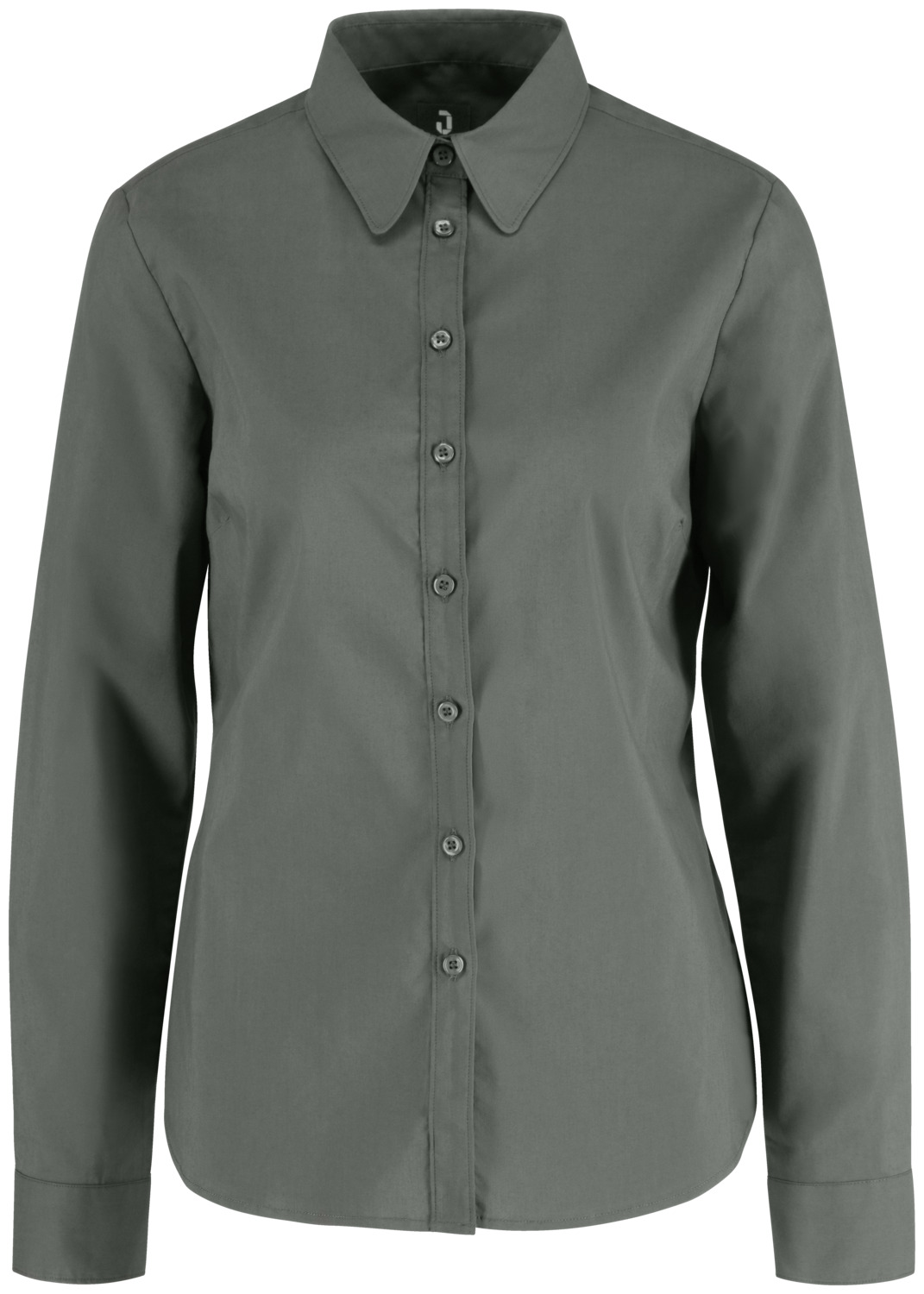 JOBELINE LUSINI Solutions GmbH Women's blouse Porter long sleeve Damen Bluse Porter Langarm Women's blouse Porter long sleeve; Size 44; dark-grey Damen Bluse Porter Langarm; Kleidergröße 44; dunkelgrau 67 % cotton, 33 % polyester. 30°C wash. Classic, long-sleeved ladies' blouse with visible button placket, shirt collar and sleeve cuffs. With short bust darts and waist seams at the back for a perfect fit. Extra-long back and rounded hem. Particularly easy-care and easy-iron thanks to the polyester content. Regular fit. Back length: 68 cm for size 36. 67 % Baumwolle, 33 % Polyester. 30°-Wäsche. Klassische, langärmlige Damenbluse mit sichtbarer Knopfleiste, Hemdblusenkragen und Ärmelmanschetten. Mit kurzen Brustabnähern und Taillierungsnähten im Rücken für eine perfekte Passform. Extra lange Rückenlänge und abgerundeter Saum. Dank Polyesteranteil besonders pflege- und bügelleicht. Regular fit. Rückenlänge: 68 cm in Gr. 36