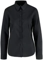 Jobeline Porter Women's Long-Sleeved Blouse, Black, Cotton-Polyester Blend, Regular Fit with Shirt Collar and Rounded Hem