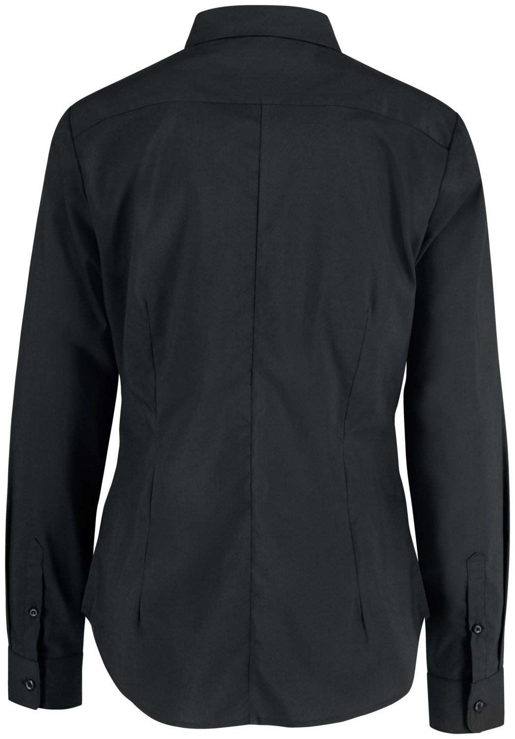 Jobeline Porter Women's Long-Sleeved Blouse, Black, Cotton-Polyester Blend, Regular Fit with Shirt Collar and Rounded Hem
