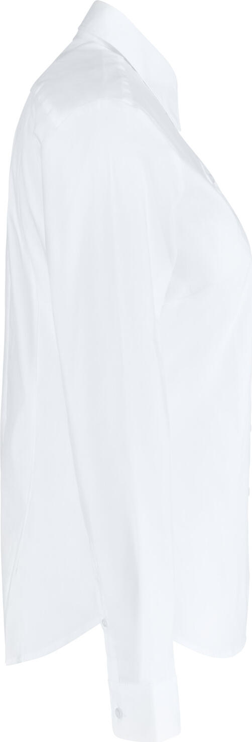 Bluza Jobeline Porter pentru femei cu maneca lunga, albă, amestec bumbac-poliester, croiala regular, cu cravata si tiv rotunjit