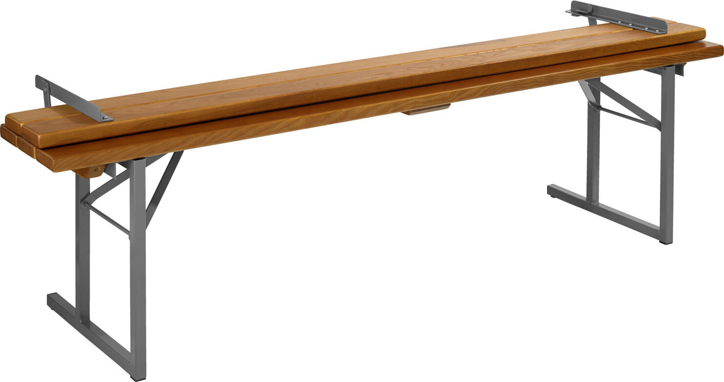 Banca de exterior cu spatar VEGA LUSINI Expose, lemn de frasin laminat si cadru din otel vopsit electrostatic, pliabila, 180x46x81 cm