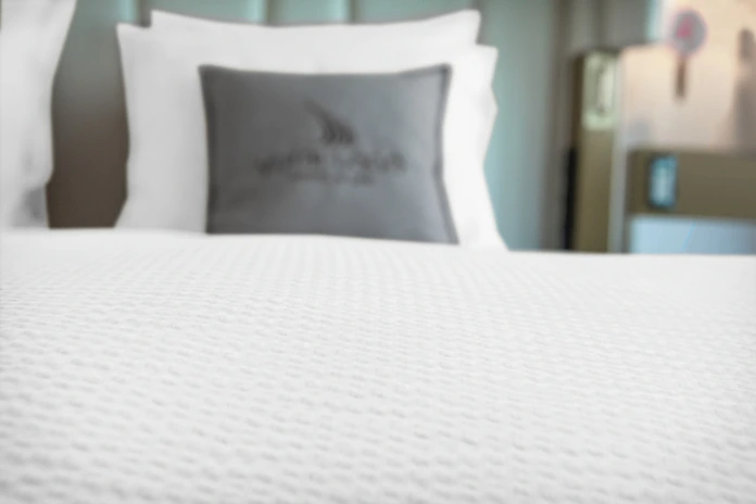 Husa pentru Pled LUSINI Antila, 100% Bumbac Satin Tesut Seersucker, 200 TC, Inchidere Tip Hotel, 160x210 cm, Alb, Certificare OEKO-TEX Standard 100