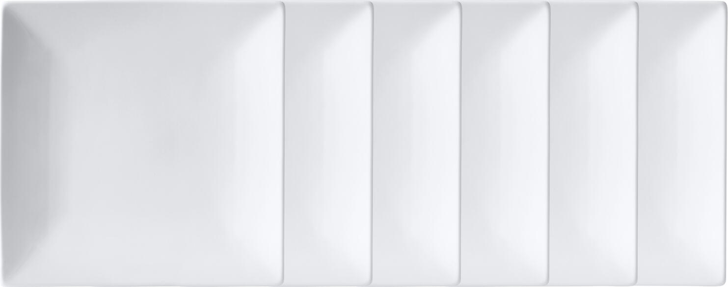 Pulsiva Jandra Square Porcelain Plate, White, 15 x 15 x 2.5 cm, Rimless Mirror Surface, Dishwasher and Microwave Safe