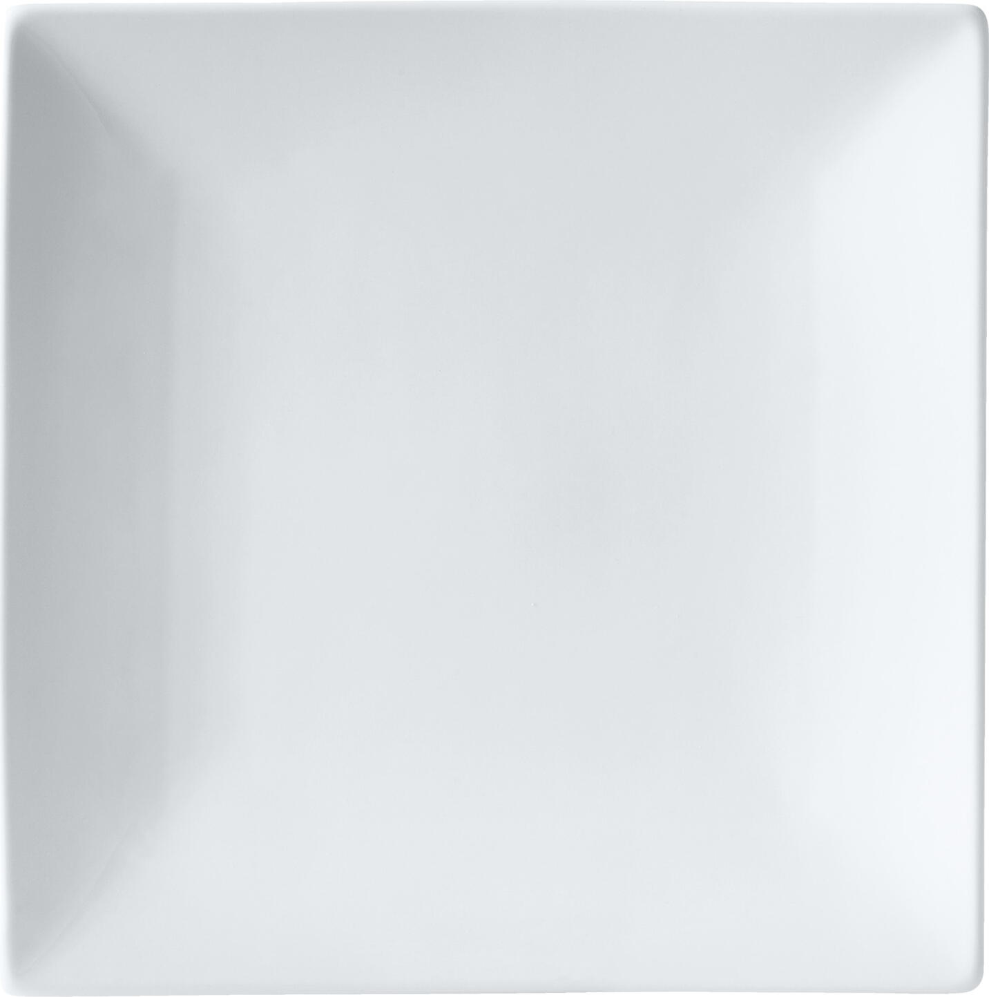 Pulsiva Jandra Square Porcelain Plate, White, 15 x 15 x 2.5 cm, Rimless Mirror Surface, Dishwasher and Microwave Safe