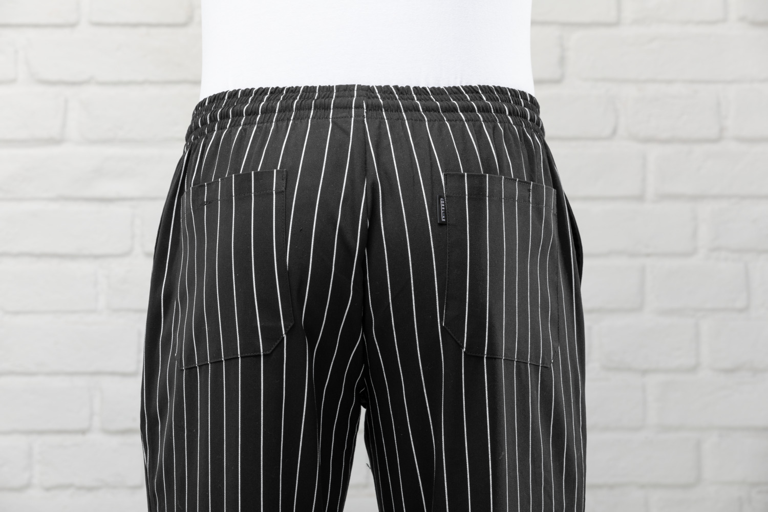 Pulsiva Nick Men's Chef Trousers, Size 54, 100% Cotton, Striped Look, Elastic Waistband with Drawcord, 4 Pockets, Straight Cut, 245 g/m², Easy-care