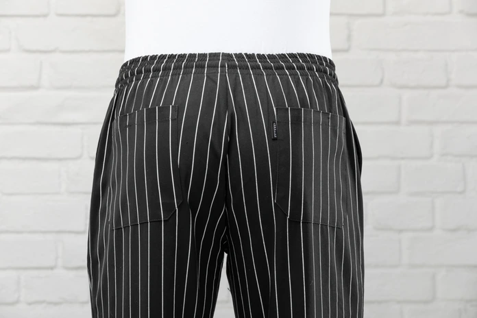 Pulsiva Nick Men's Chef Trousers, Size 54, 100% Cotton, Striped Look, Elastic Waistband with Drawcord, 4 Pockets, Straight Cut, 245 g/m², Easy-care