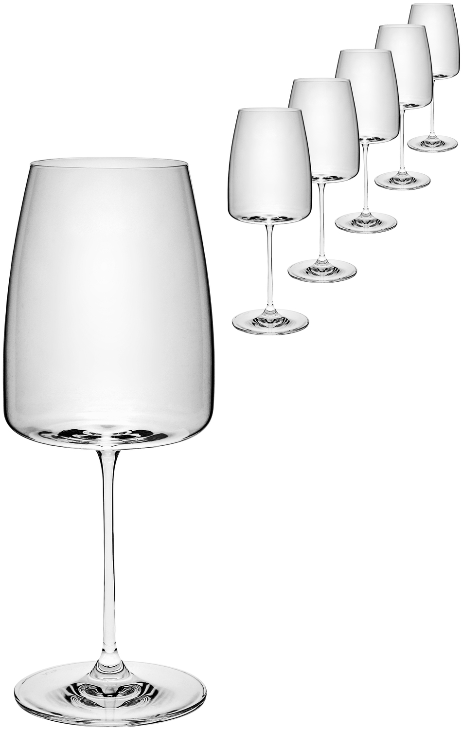 VEGA Lotta Red Wine Glass Set, 670ml High-Quality Crystal Glass, 24cm Height, Filigree Stem and Delicate Rim, Dishwasher Safe