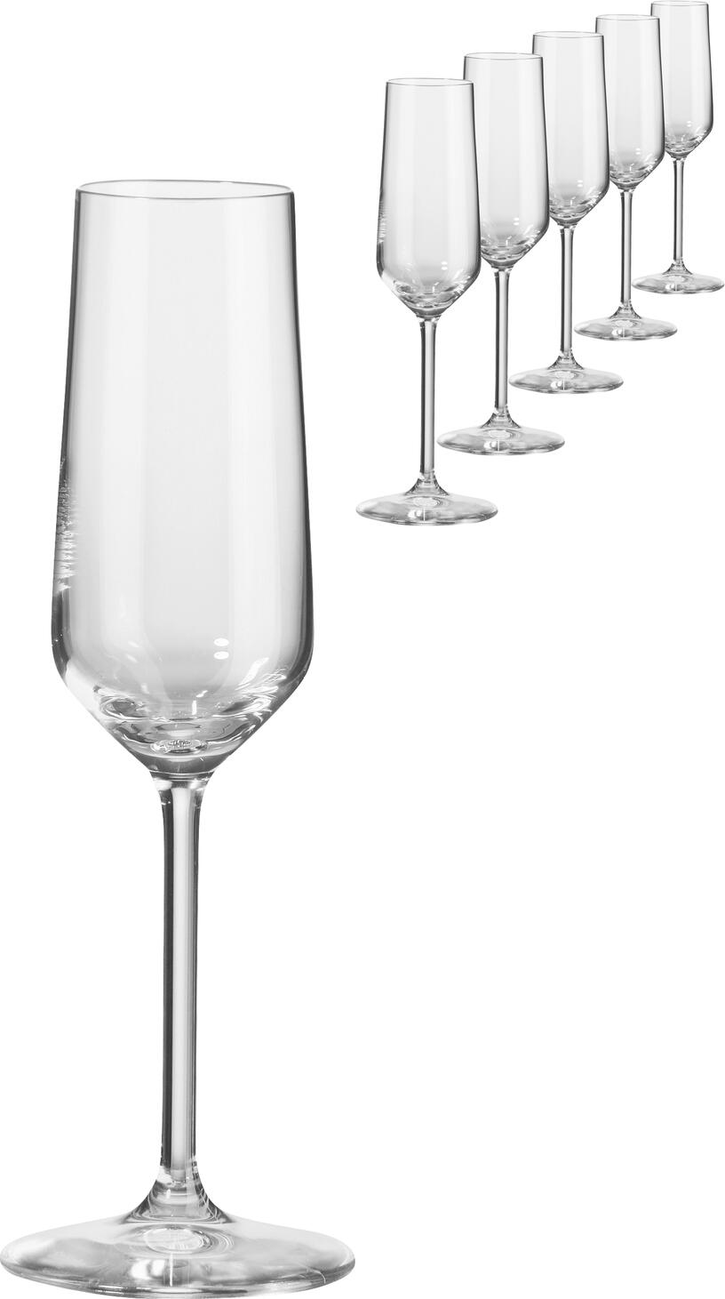 Pahare de sampanie VEGA Vinzenza, cristal de inalta calitate, 200 ml, inaltime 22.5 cm, forma zveltă pentru perlage, rezistente la masina de spalat vase, set de 6
