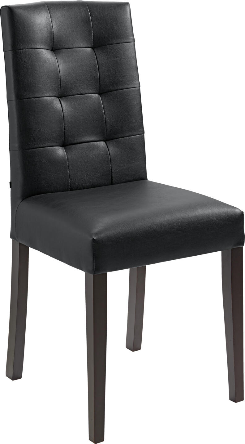 VEGA LUSINI Solutions GmbH Chair Newham Polsterstuhl Newham Chair Newham; 45x56x96 cm (WxDxH); seat black, base wenge; 2 piece / pack Polsterstuhl Newham; 45x56x96 cm (BxTxH); Sitz schwarz, Gestell wenge; 2 Stück / Pack Elegant upholstered chair with solid beech legs and imitation leather upholstery. Attractive topstitching on the backrest. Fire retardant cover. Only suitable for indoor use. Delivery is assembled. Eleganter Polsterstuhl mit massiven Buchenbeinen und Kunstlederbezug. Attraktive Absteppungen an der Rückenlehne. Feuerhemmender Bezug. Nur für den Innenbereich geeignet. Lieferung erfolgt montiert.