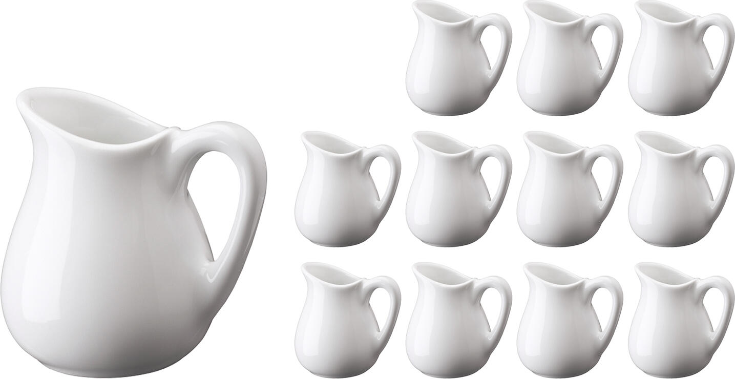 Uclet mini pentru lapte PULSIVA Mapia, 20ml din porțelan alb, rezistent la cuptor până la 300°C, sigur pentru cuptorul cu microunde și mașina de spălat vase