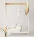 Garderobă Copii Timber Kids Fluture, din Lemn și MDF Ecologic, cu Bară de Suspendare și 2 Rafturi de Depozitare, Personalizabilă cu Gravură