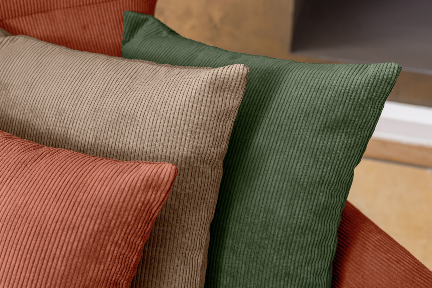 VEGA Malin Decorative Pillow Cover, Taupe, 40x40 cm Square Corduroy Fabric, Hard-wearing Polyester and Polyamide, Zipper Closure, Without Filling